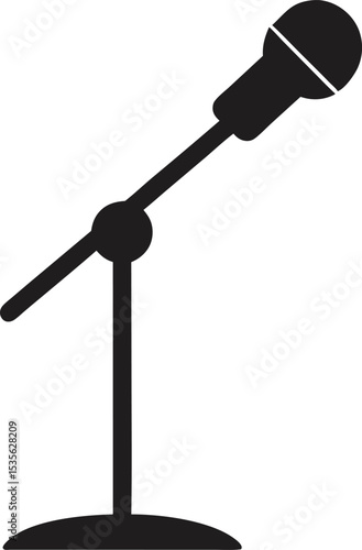 Mic Stand Silhouette Vector Illustration 