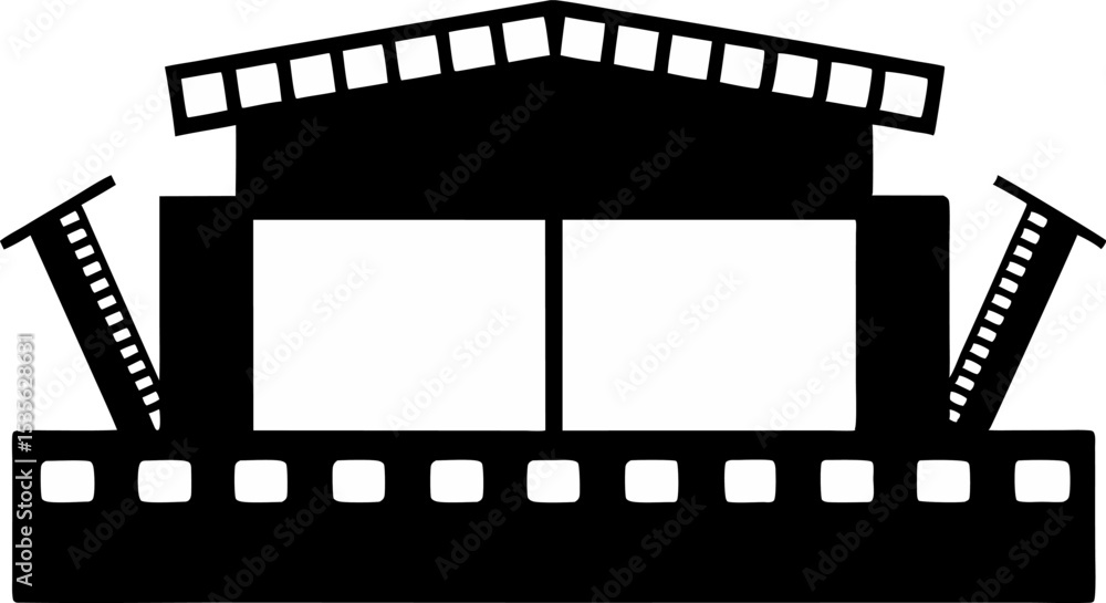 Obraz premium Movie Screen Silhouette Vector Illustration