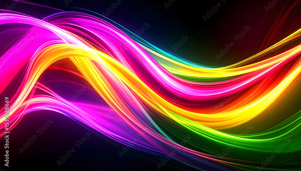 Fototapeta premium Neon Fluid Painting – Bright Colors on Black Background