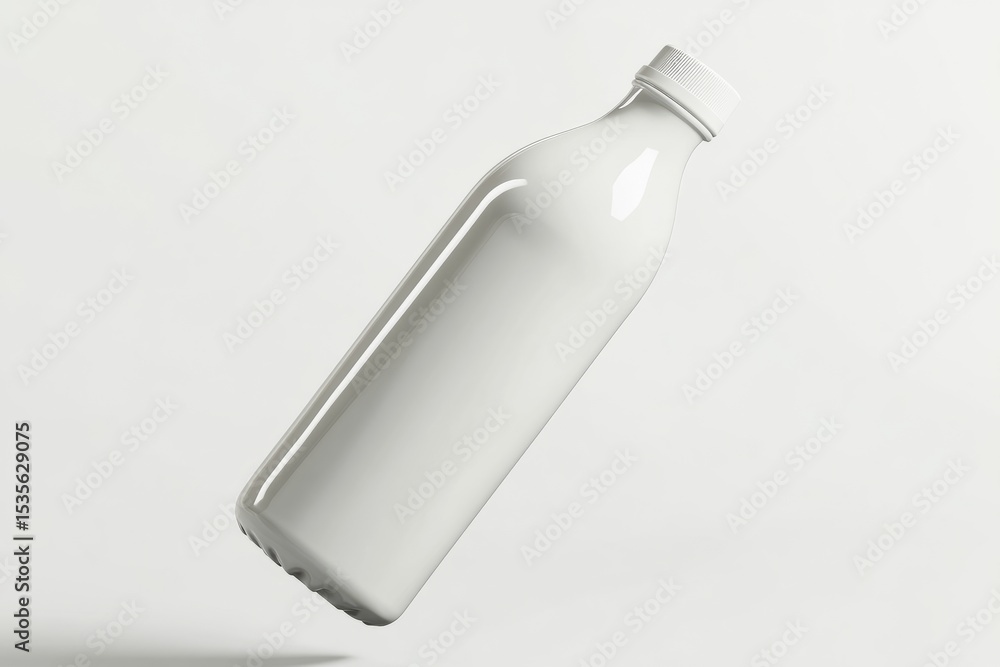 White Plastic Bottle Suspended Against a Light Background White Plastic Bottle Suspended Against a Light Background