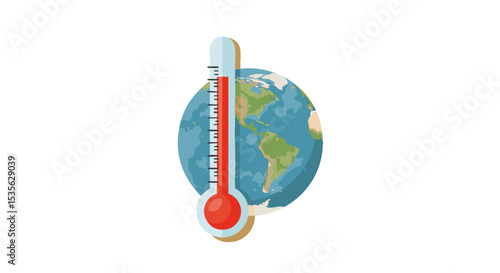Earth Wrapped in Thermometer Symbolizing Warming