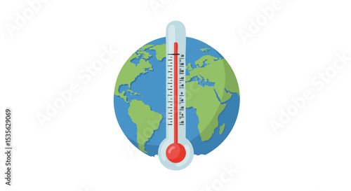 Earth Wrapped in Thermometer Symbolizing Warming