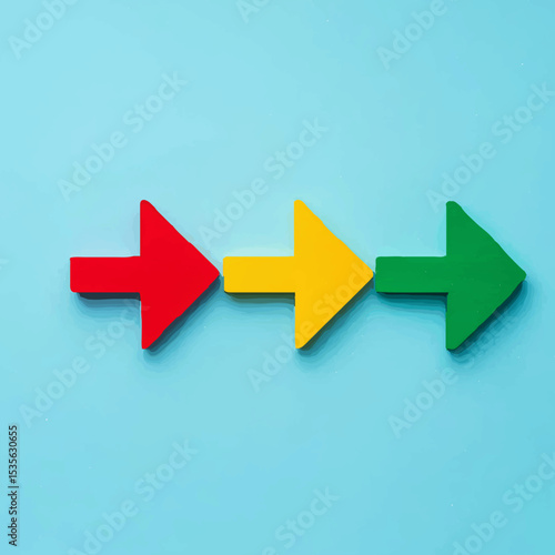 Colorful Arrows Indicate Sequential Progression on Blue

