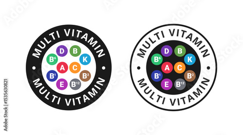 multivitamin badge icon vector