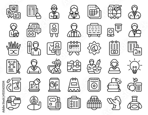 Professional business and office related outline icons design collection for web and application use