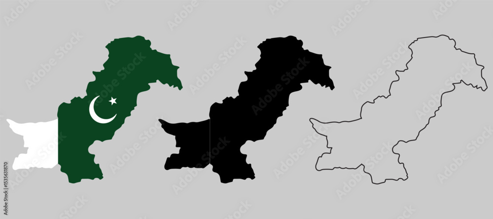 Obraz premium Pakistan Map, Flag, Vector Illustration, Design Eps 