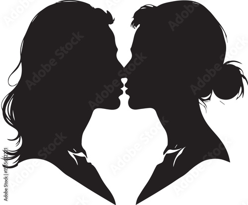 Eternal Embrace: Silhouetted figures embody the essence of love and connection, their faces meeting in a tender moment of affection, framed against a stark contrast.