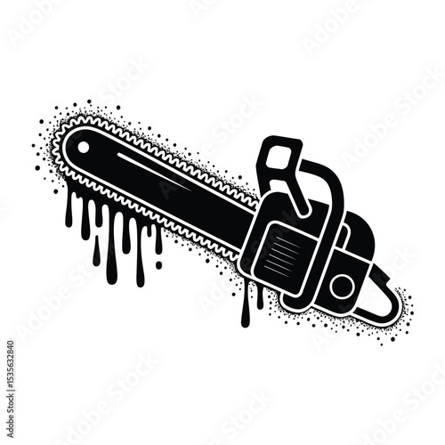 Chainsaw Graphic Illustration Black and White Design