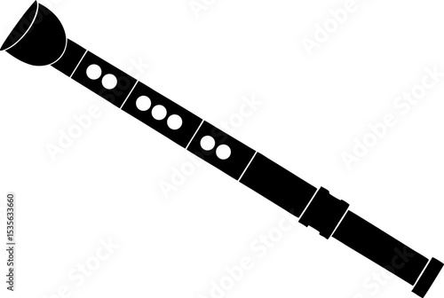 Wooden Flute Silhouette Vector Illustration 