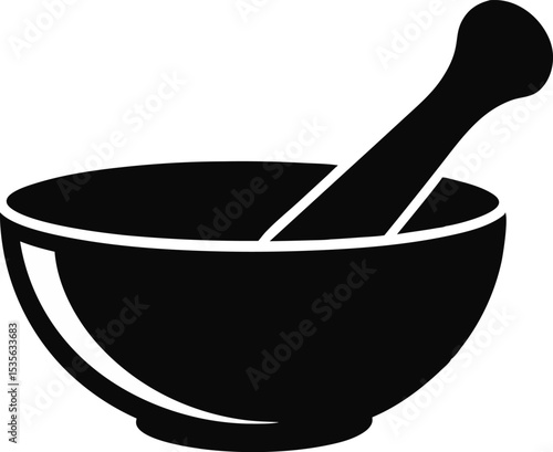 Wooden Pestle Silhouette Vector Illustration 