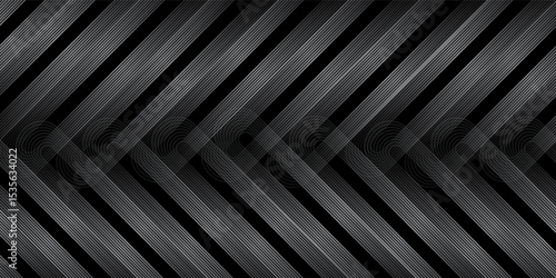 Vector half circle lines flowing dynamic pattern black grey gradient isolated on black background in concept speed, technology, digital, modern