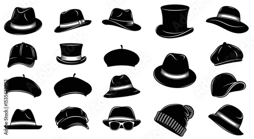 Collection of Classic Hat Illustrations Fedora, Bowler, Beret, and More