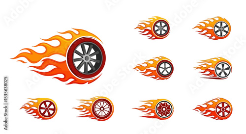 Fiery Wheel Designs Hot Rod, Racing, and Automotive Flame Logos