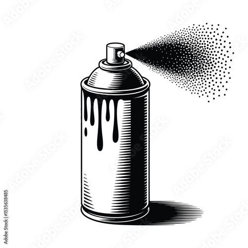 Spray Paint Can Illustration Black and White Design