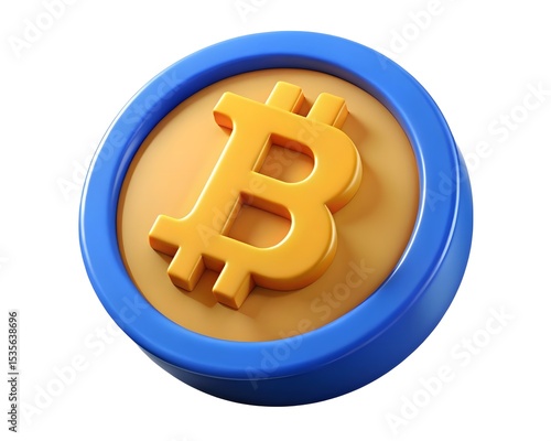 3d render of Bitcoin cryptocurrency icon in blue and gold