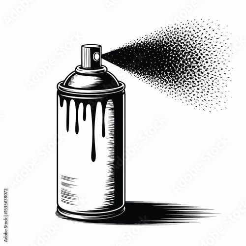 Spray Paint Can Illustration Black and White Design