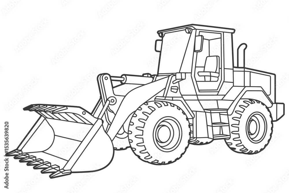 Naklejka premium Wheel Loader Construction Equipment Illustration