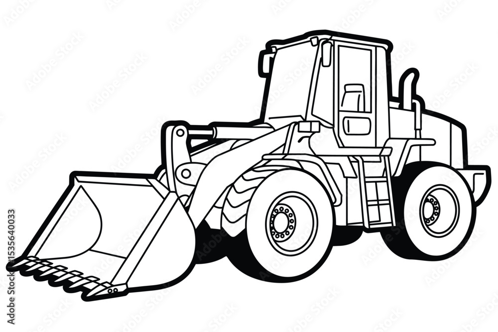 Naklejka premium Wheel Loader Construction Equipment Illustration