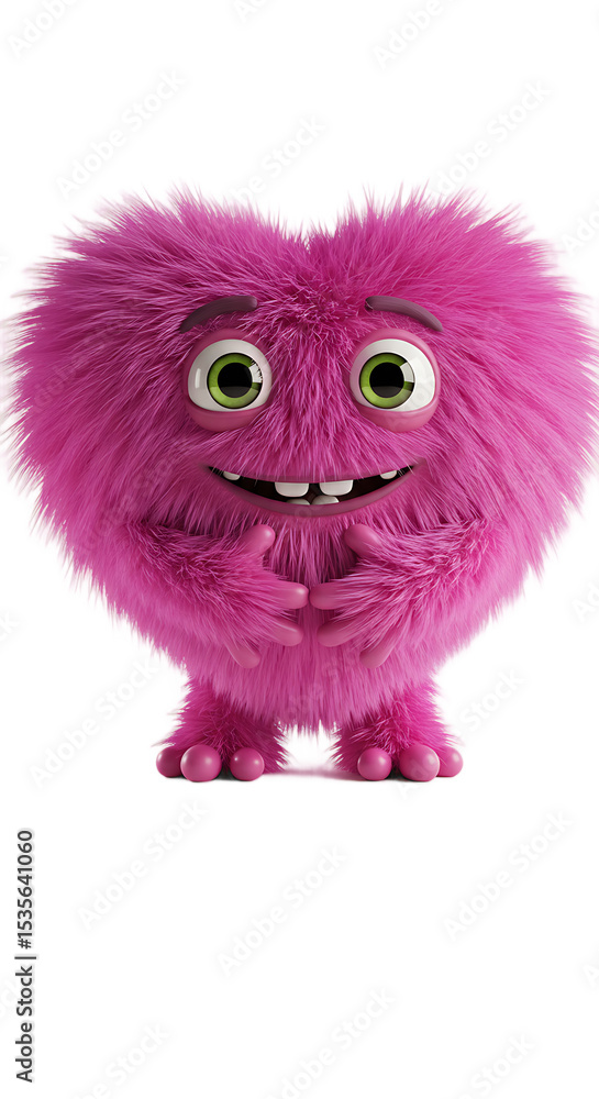 Pink Furry Monster Character Illustration png, isolated on trasparent background Pink Furry Monster Character Illustration png, isolated on trasparent background