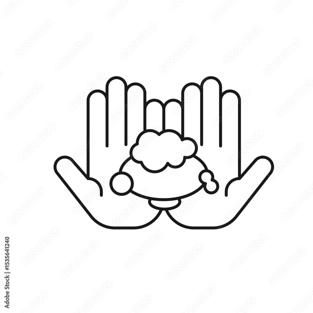 Fototapeta premium Soap in Hand Editable line icon 