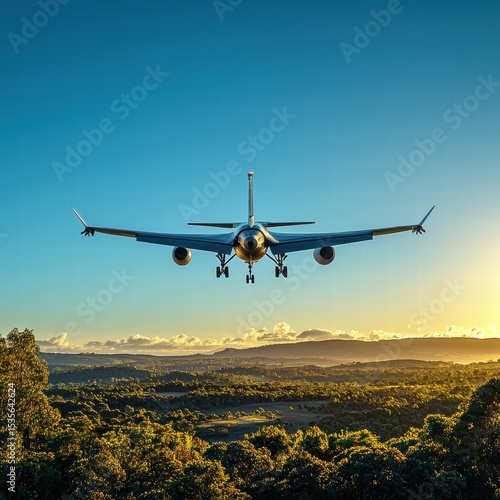 Wallpaper Mural Airplane Flying Over Forest Landscape Torontodigital.ca