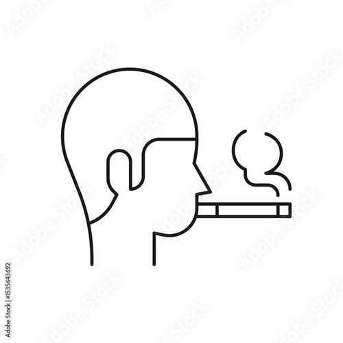 Men Smoking Editable line icon 
