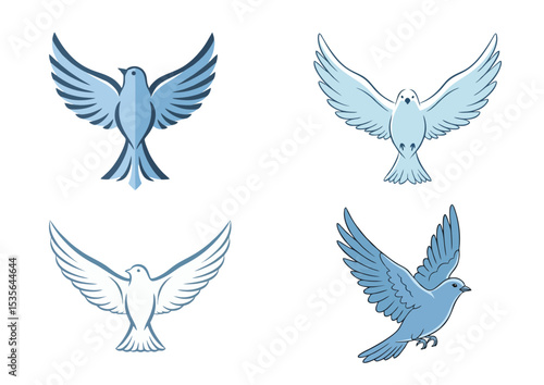 Wallpaper Mural Flying bird with wide open wings in upward motion, symbolizing liberation with soft blue tones and clean curved lines on transparent background
 Torontodigital.ca