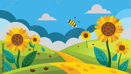 landscape with sunflowers