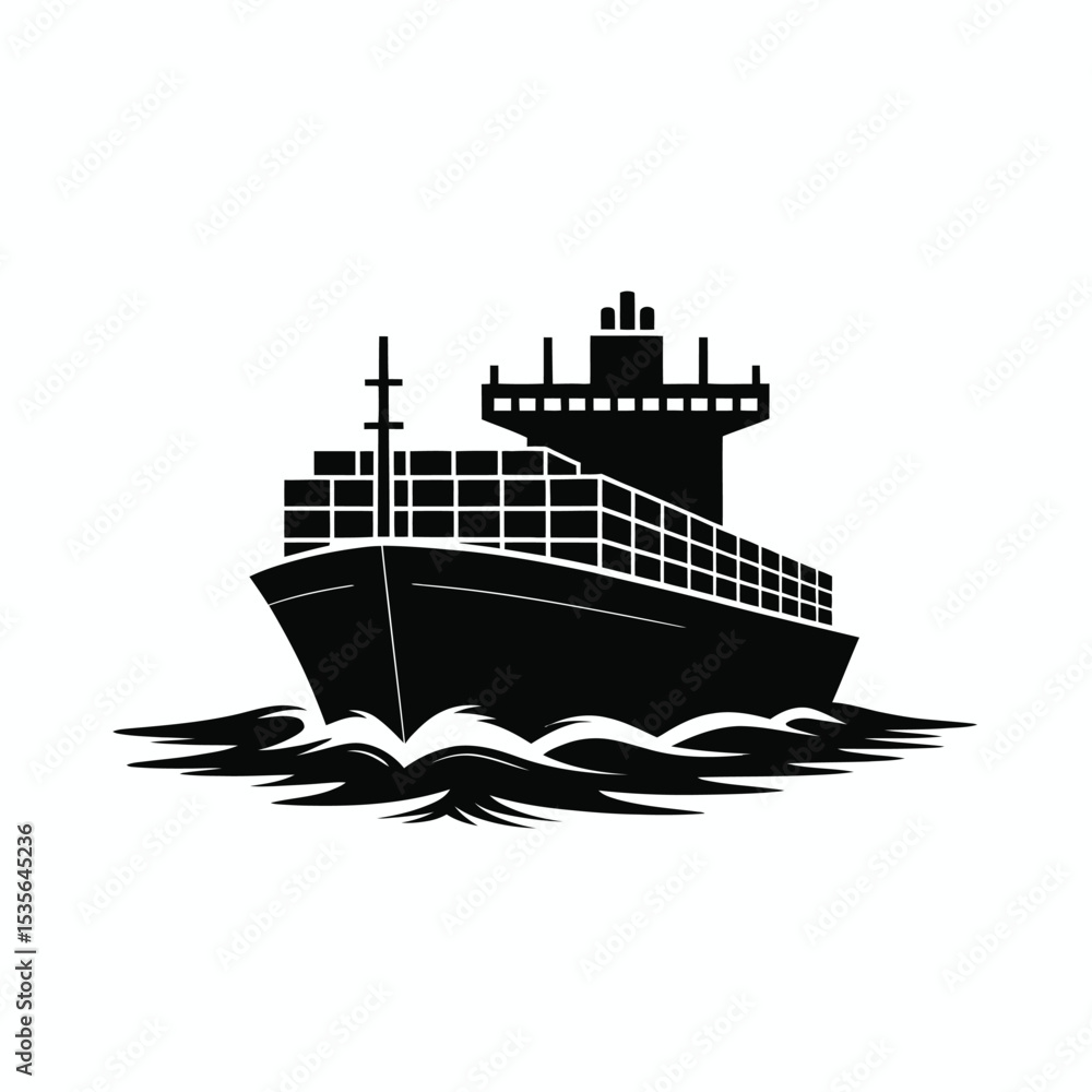 Fototapeta premium Cargo Ship Icon Maritime Freight Transport Illustration