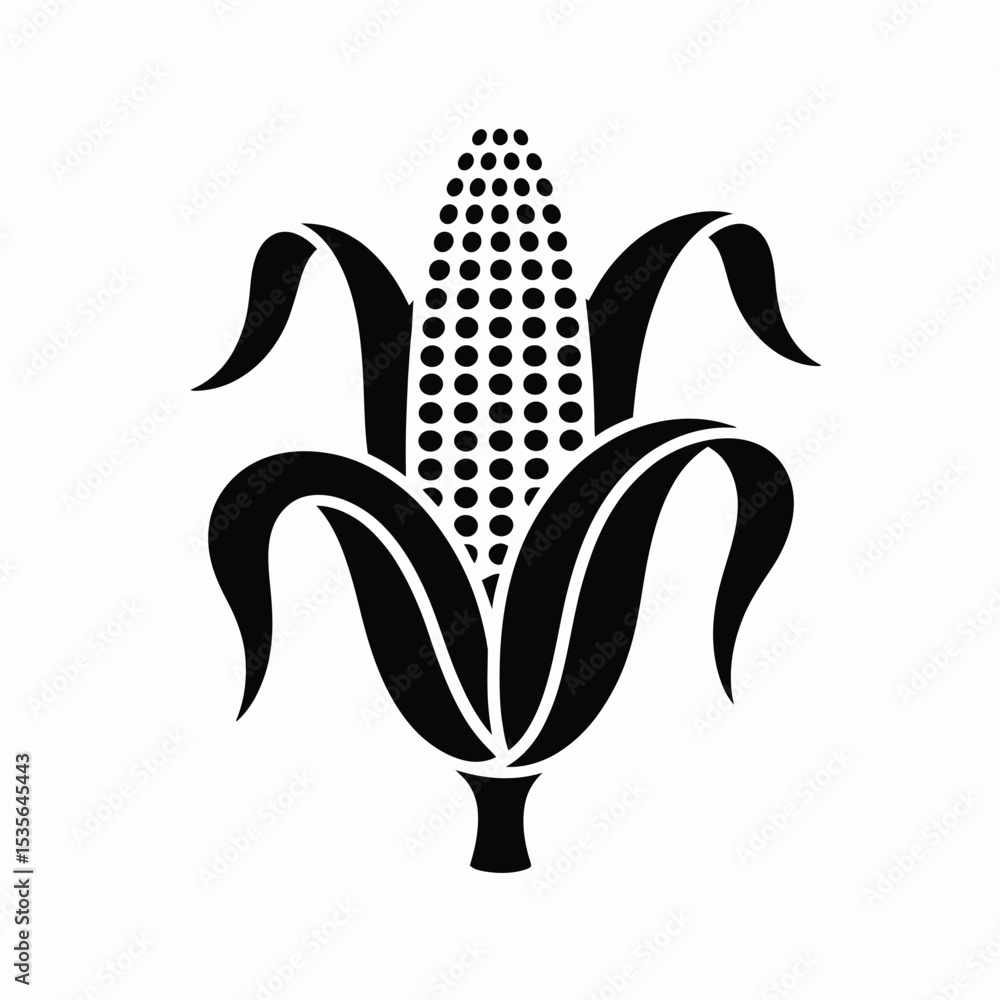 Obraz premium Simple Black and White Corn Illustration