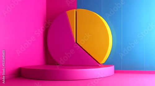 Pie Chart on a Stand with Pink and Blue Background