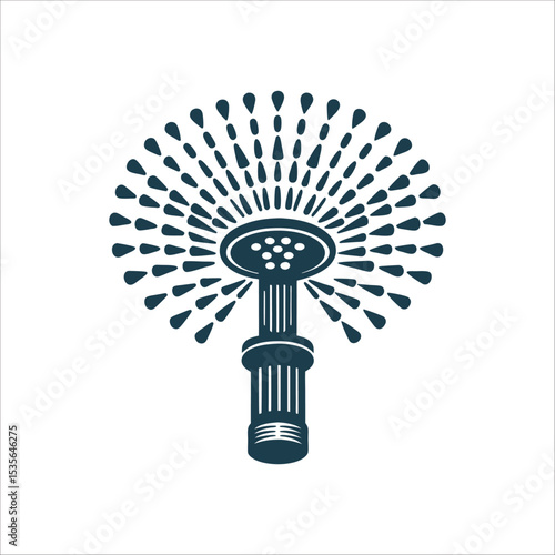 Symmetrical Water Spray Nozzle Vector Illustration