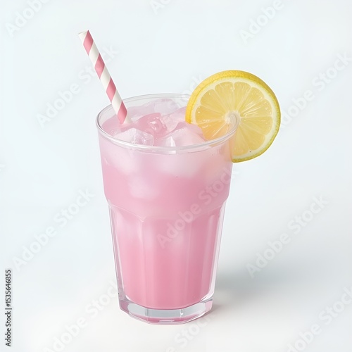 Wallpaper Mural 3D Pink Lemonade Icon with Lemon Slice and Straw in Pastel Style for Summer Refreshment Torontodigital.ca