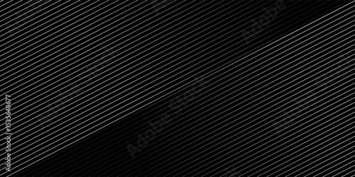Black oblique straight line background. Masculine dark linear abstract wallpaper. Elegant luxury striped gradient texture. Grey diagonal lines backdrop for flyer, banner, poster, presentation. Vector