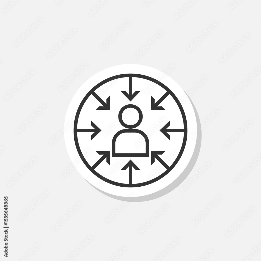 Customer centricity icon sticker isolated on gray background Customer centricity icon sticker isolated on gray background