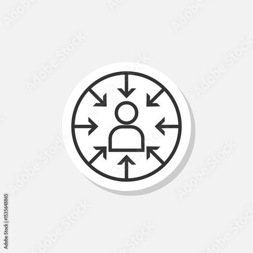 Customer centricity icon sticker isolated on gray background