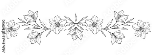 flower and leaves drawing. Vector hand drawn engraved floral card. Botanical, branch and flower Black ink sketch. Great for tattoo, invitations, greeting cards, decor