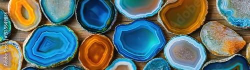 Wallpaper Mural Agate Slices Arranged in Circular Pattern on Textured Background Torontodigital.ca