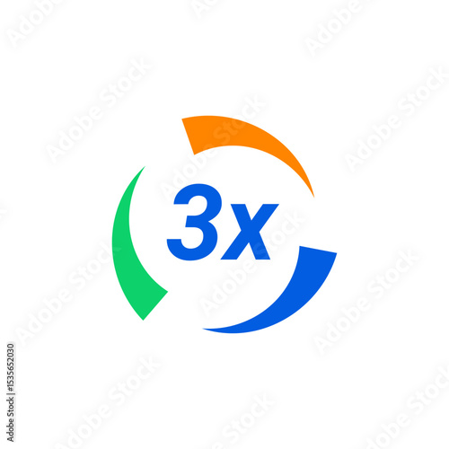 Triple action 3x icon logo badge
