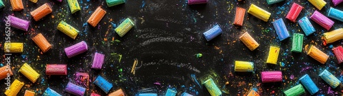Wallpaper Mural Colorful Chalks Arranged in Artistic Display on Black Background Torontodigital.ca