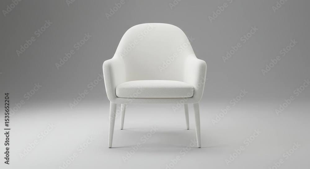 Obraz premium Modern Upholstered White Chair Design - Elegant, minimalist, comfortable, stylish, and contemporary armchair perfect for modern interiors.