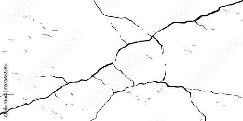 "Cracked texture background in high contrast black and white, depicting natural fracture lines. Ideal for design overlays, distress effects, grunge art, and digital backgrounds"