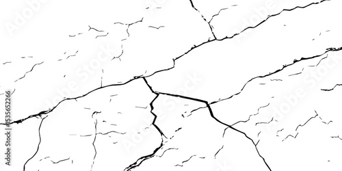 "Cracked texture background in high contrast black and white, depicting natural fracture lines. Ideal for design overlays, distress effects, grunge art, and digital backgrounds"