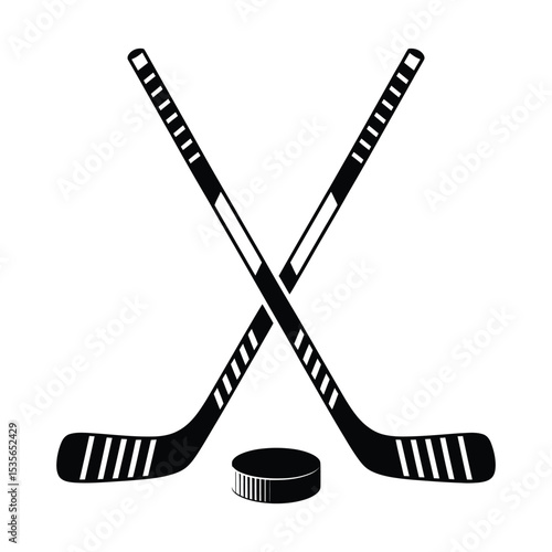 Hockey Sticks and Puck Classic Ice Hockey Icon