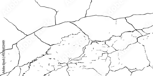 "Cracked texture background in high contrast black and white, depicting natural fracture lines. Ideal for design overlays, distress effects, grunge art, and digital backgrounds"