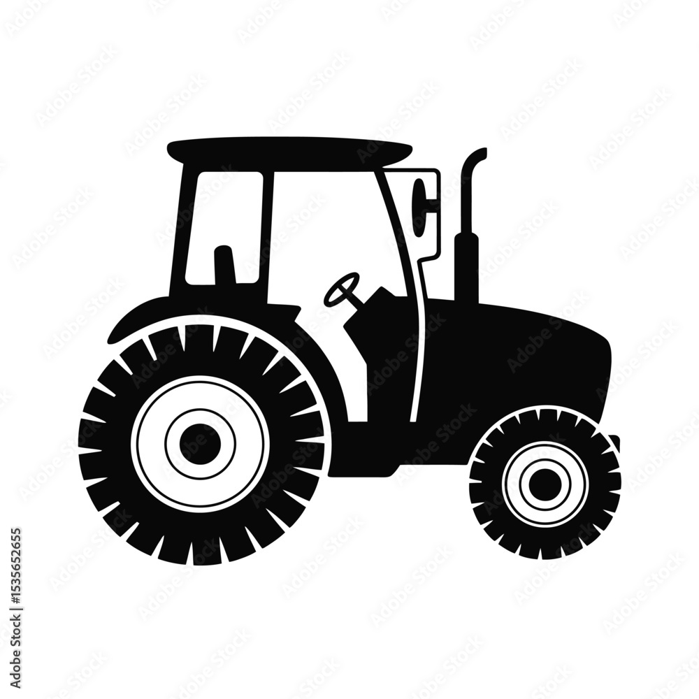Obraz premium Farm Tractor Icon Agriculture Machinery Illustration