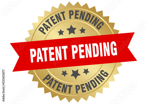 patent pending. patent pending round red and gold label isolated on transparent background