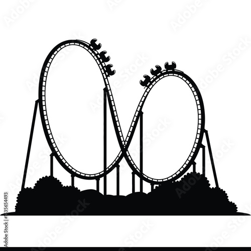 Thrilling Roller Coaster Silhouette Illustration