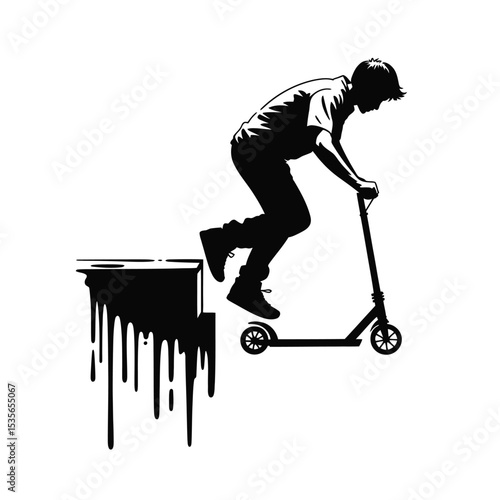 Extreme Scooter Stunt Silhouette Illustration