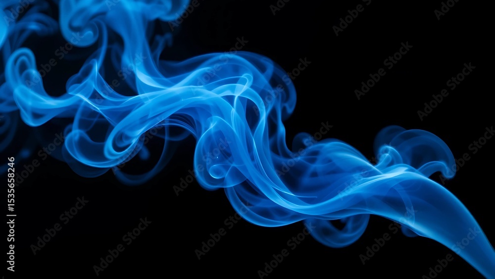 Obraz premium Abstract Blue Smoke Swirls on Black Background a Stunning Design Element for Artistic Projects